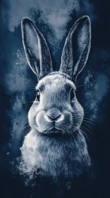 Artistic Bunny Image in Blue Tones