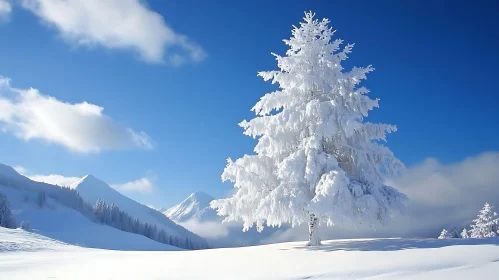 Winter Scenery with Snow Covered Tree