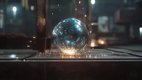 Industrial Sphere of Light and Sparks