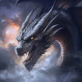 Fantasy Dragon Portrait with Glowing Eyes