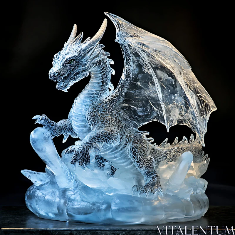 AI ART Frozen Dragon: A Sculpture of Ice