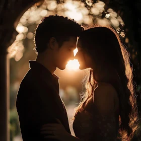 Golden Hour Romance: Silhouette of a Loving Couple