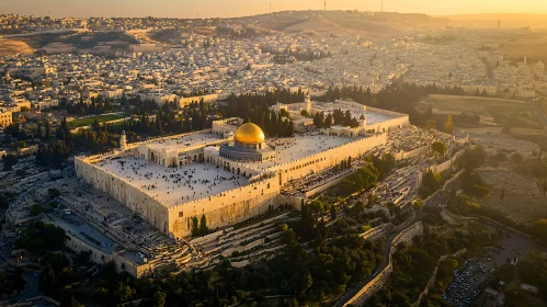 Aerial View of Jerusalem and Dome