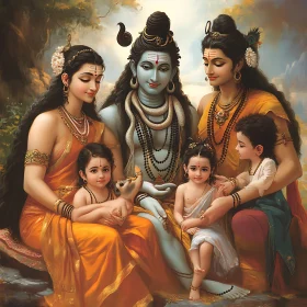 Serene Deity Family Illustration