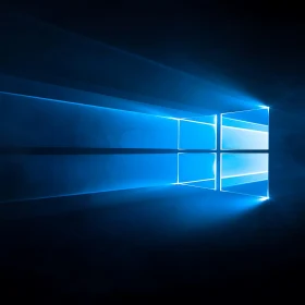 Blue Glowing Windows Logo Abstract Art