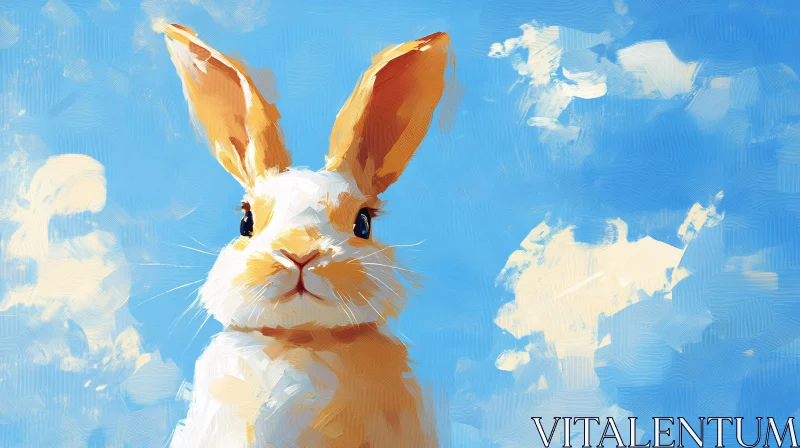 Rabbit Art with Sky Background AI Image