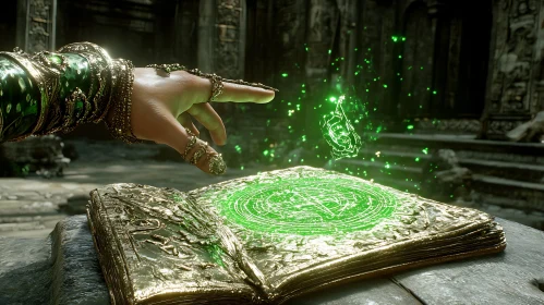 Mystical Tome with Glowing Runes