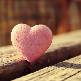 Pink Heart on Wood