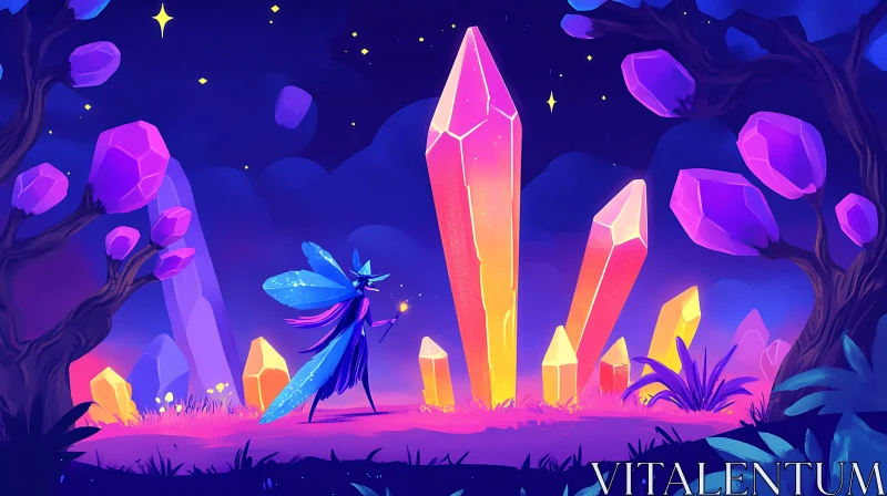 AI ART Mystical Fairy in Crystal Landscape