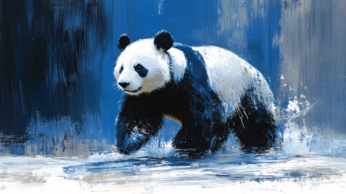 Panda Art in Blue Tones