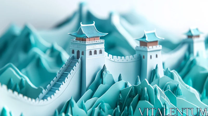 Sculpted Great Wall of China AI Image