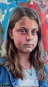 Abstract Artistic Portrait of Greta Thunberg