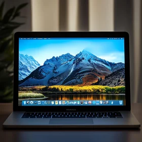 Mountain Background on Laptop Screen