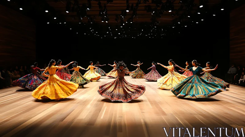 Women Dancing in Colorful Dresses AI Image