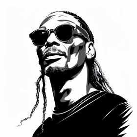 Iconic Snoop Dogg Portrait in Black and White