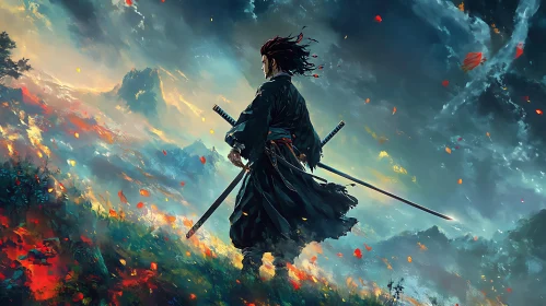 Swordsman in Tranquil Battleground