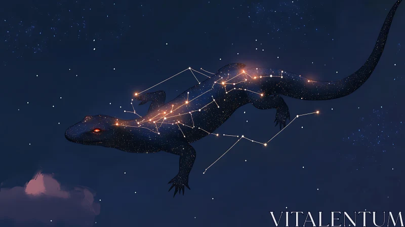 AI ART Starry Night Lizard Illustration