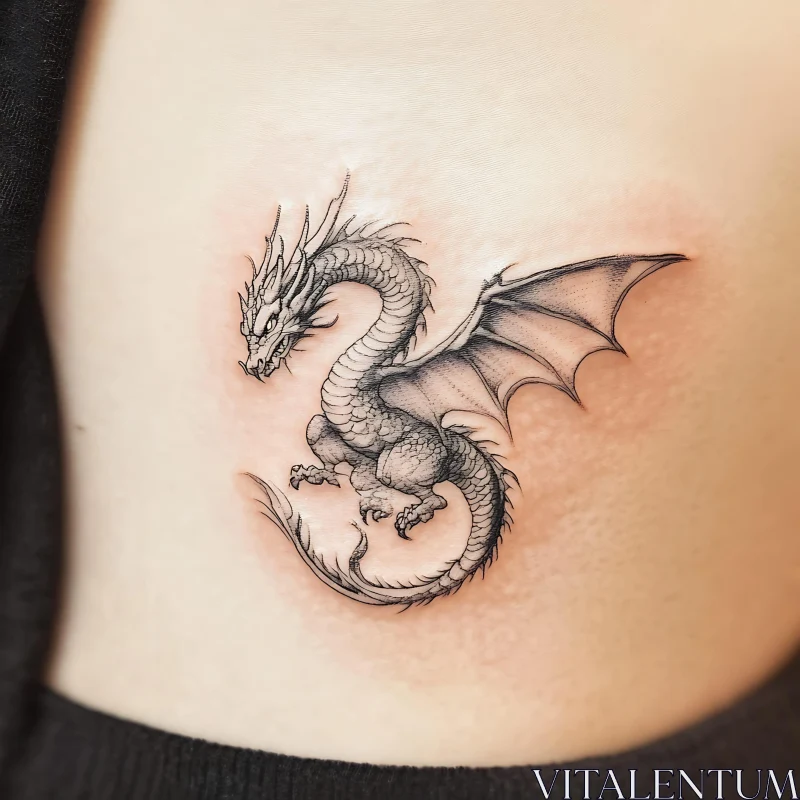 AI ART Detailed Dragon Tattoo Illustration