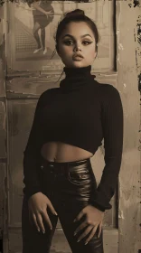 Selena Gomez Stylish Portrait in Black Attire