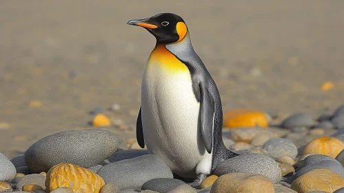 Elegant Penguin Among Stones