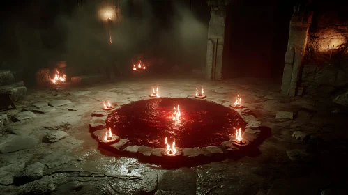 Eerie Candlelit Ritual in Stone Chamber