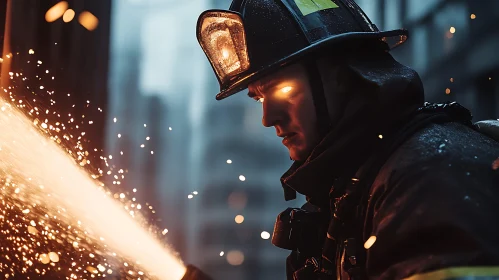 Firefighting Hero in Urban Blaze