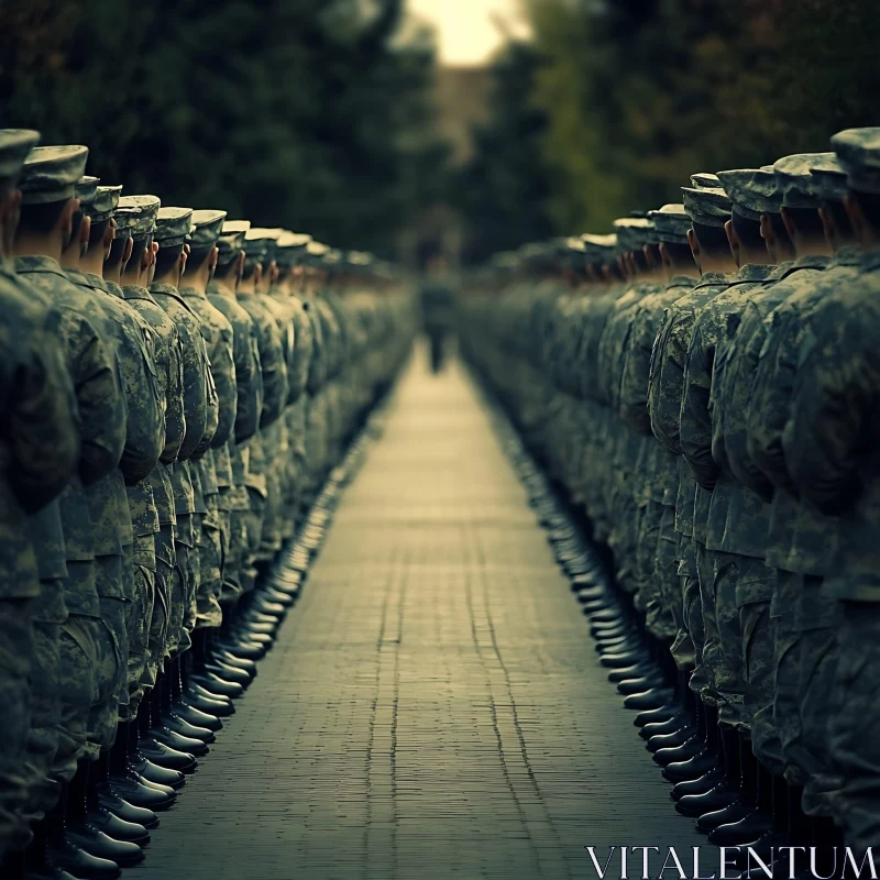 Uniformed Soldiers Standing in Line AI Image