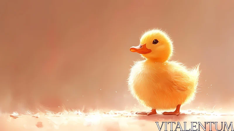 Charming Yellow Duckling Scene AI Image