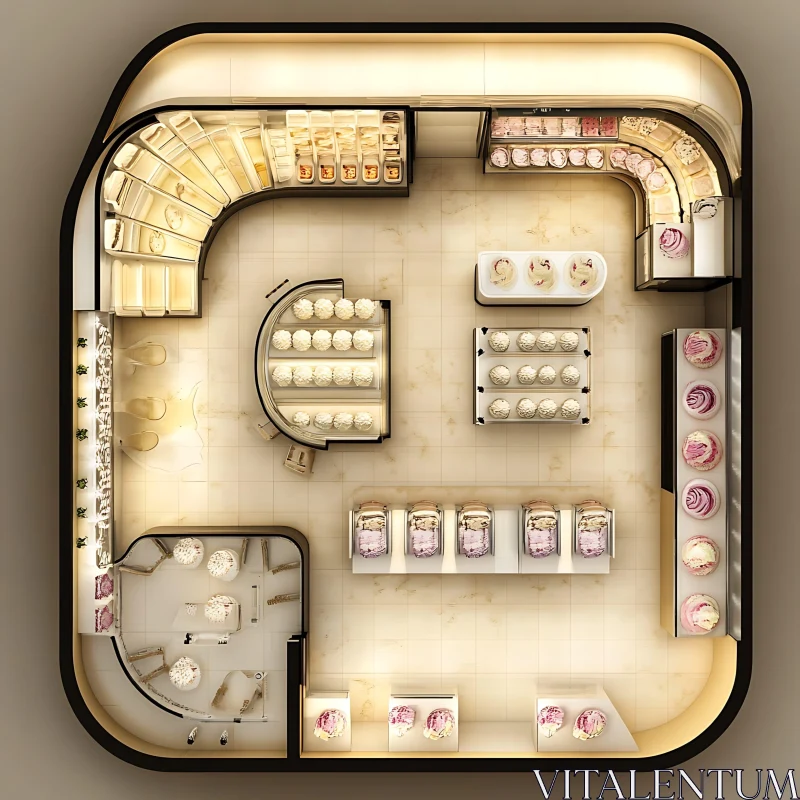 AI ART Top View of Ice Cream Shop Layout