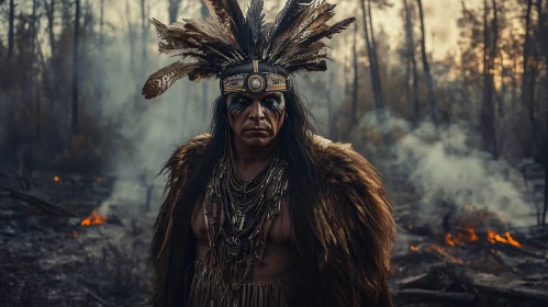 Man in Traditional Native American Headdress