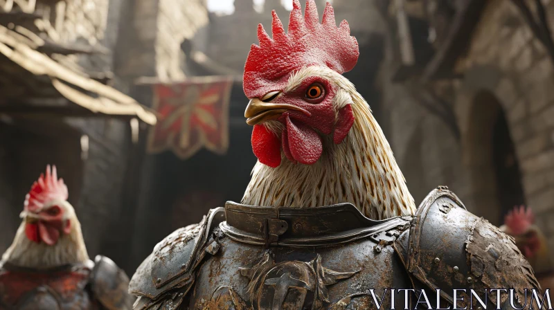 AI ART Chicken Knight in Shining Rust Armor