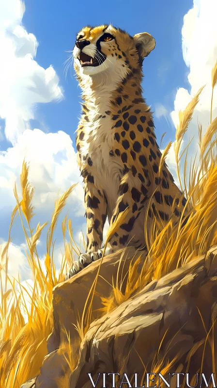 Cheetah on a Rocky Outcrop AI Image