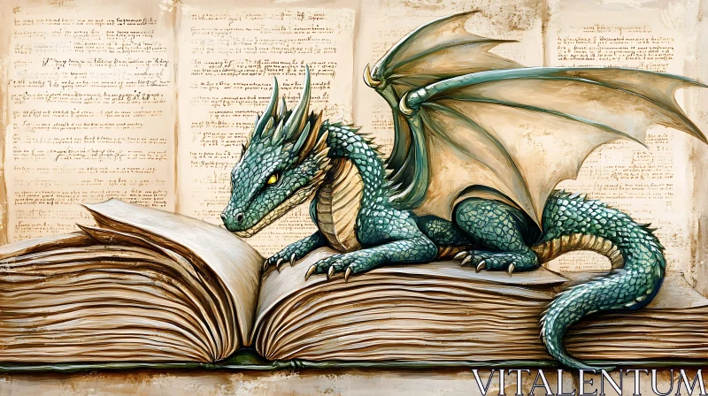 AI ART Dragon on Book