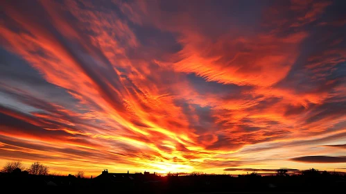 Sunset Sky with Fiery Clouds