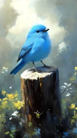 Azure Bluebird in Serene Woodland