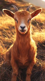 Golden-Hued Goat Portrait