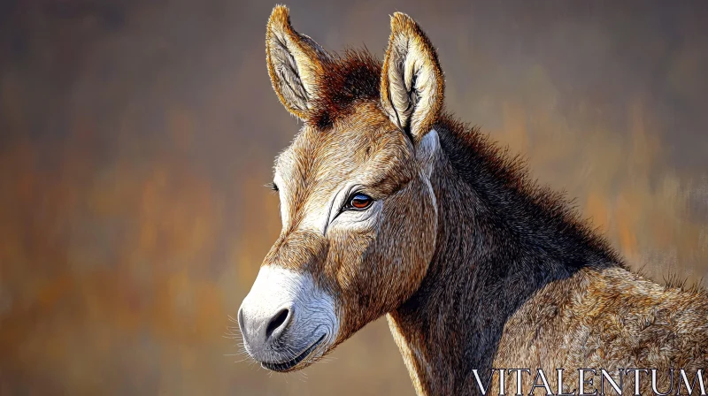 Donkey Wildlife Portrait Art AI Image