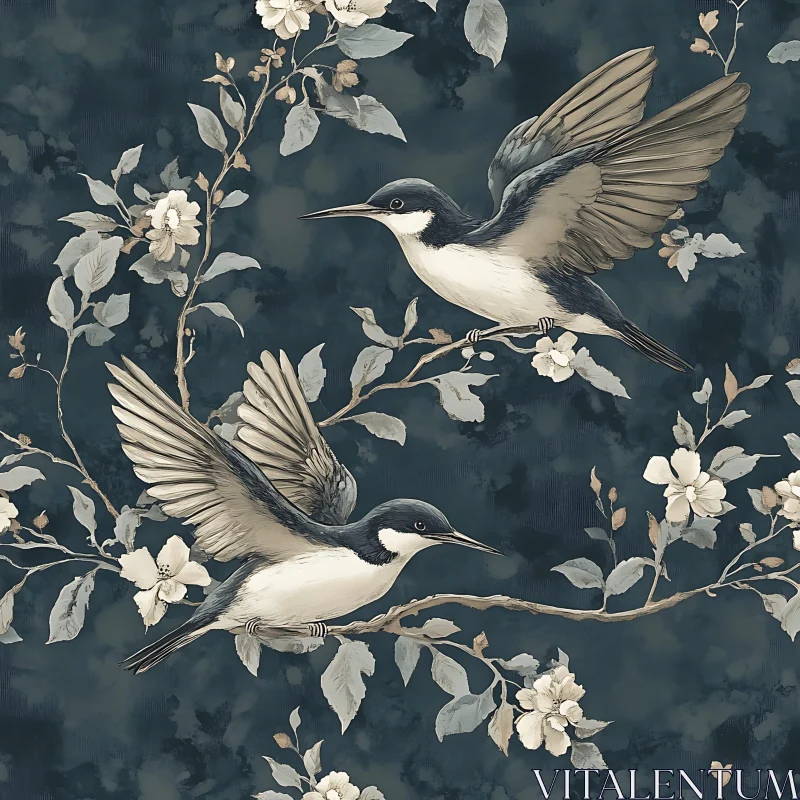 Birds and Blossoms AI Image