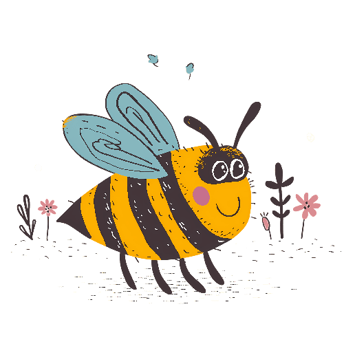 POD Design Charming Cartoon Bee Illustration - Perfect for Children's Decor