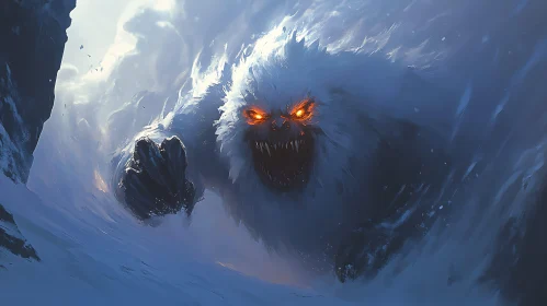 Fearsome Yeti Arising from the Snow