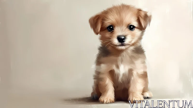 Cute Puppy Portrait AI Image