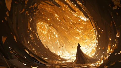 Enigmatic Golden Vortex - Intriguing and Mysterious Artwork
