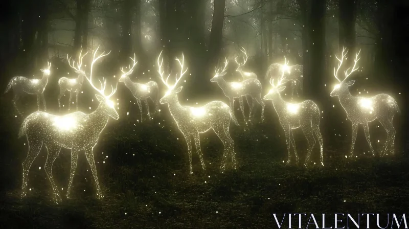 AI ART Ethereal Deer in Misty Woods