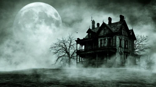 Mysterious Haunted House in a Dark Forest | Digital Composite