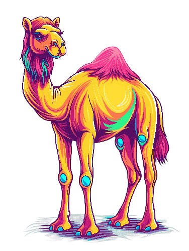 POD Design Psychedelic Camel Vector Illustration on a Transparent Background