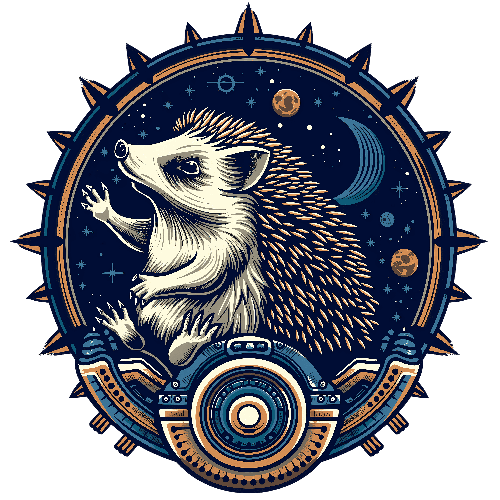 POD Design Steampunk Hedgehog Design with Starry Night Background