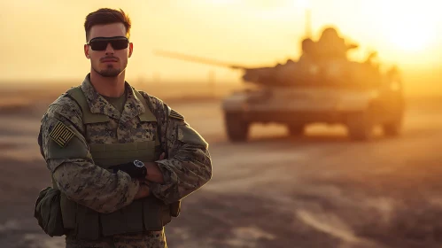 Military Man with Tank