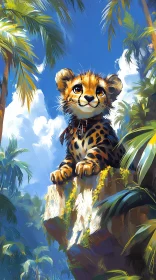 Jungle Cub on a Sunlit Rock