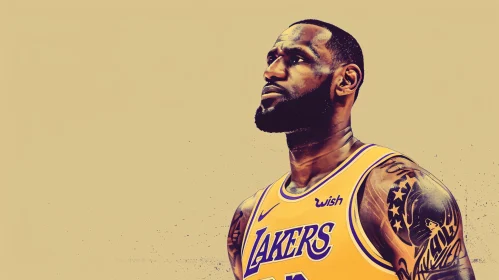 Iconic LeBron James Art in Lakers Jersey