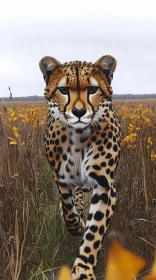 Wild Cheetah in Golden Fields